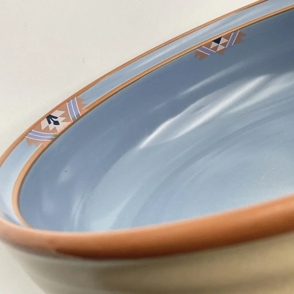 Vintage 1980s Noritake Blue Adobe Stoneware Serving Bowl 9.5